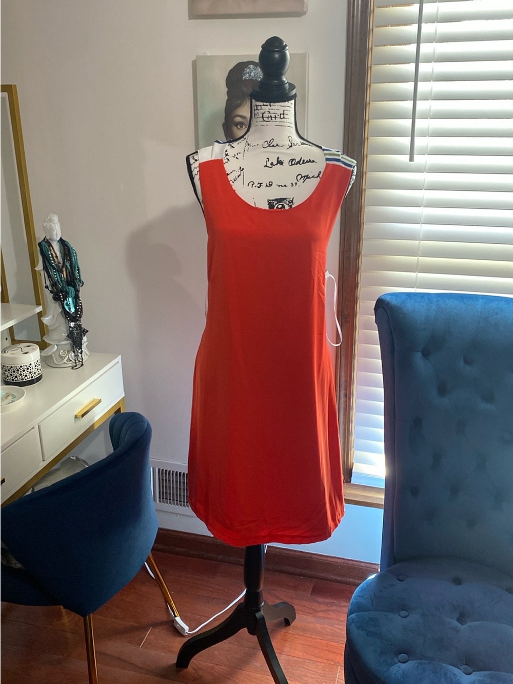 Lulu's Bright Coral Sleeveless Mini Shift Dress - Picture 4 of 7